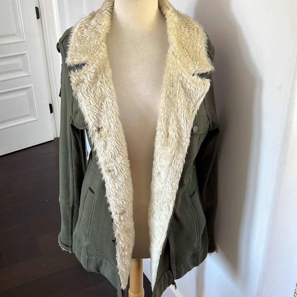 HURLEY COAT - Faux fur trim , jersey lined COAT with Hood -SALE SALE SALE